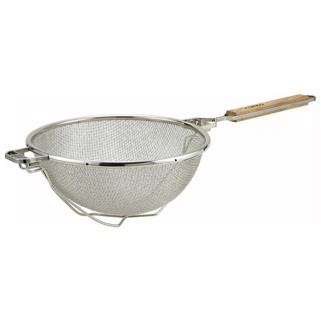 Winco Stainless Steel Strainer Double Mesh Reinforced Bowl, 10" Dia