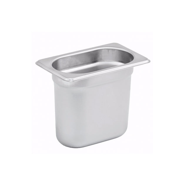 Winco Steam Table Pan 1/9 Size (6-3/4" x 4-1/4"x 6" High), 22-Gauge Anti-Jam 18/8 Stainless