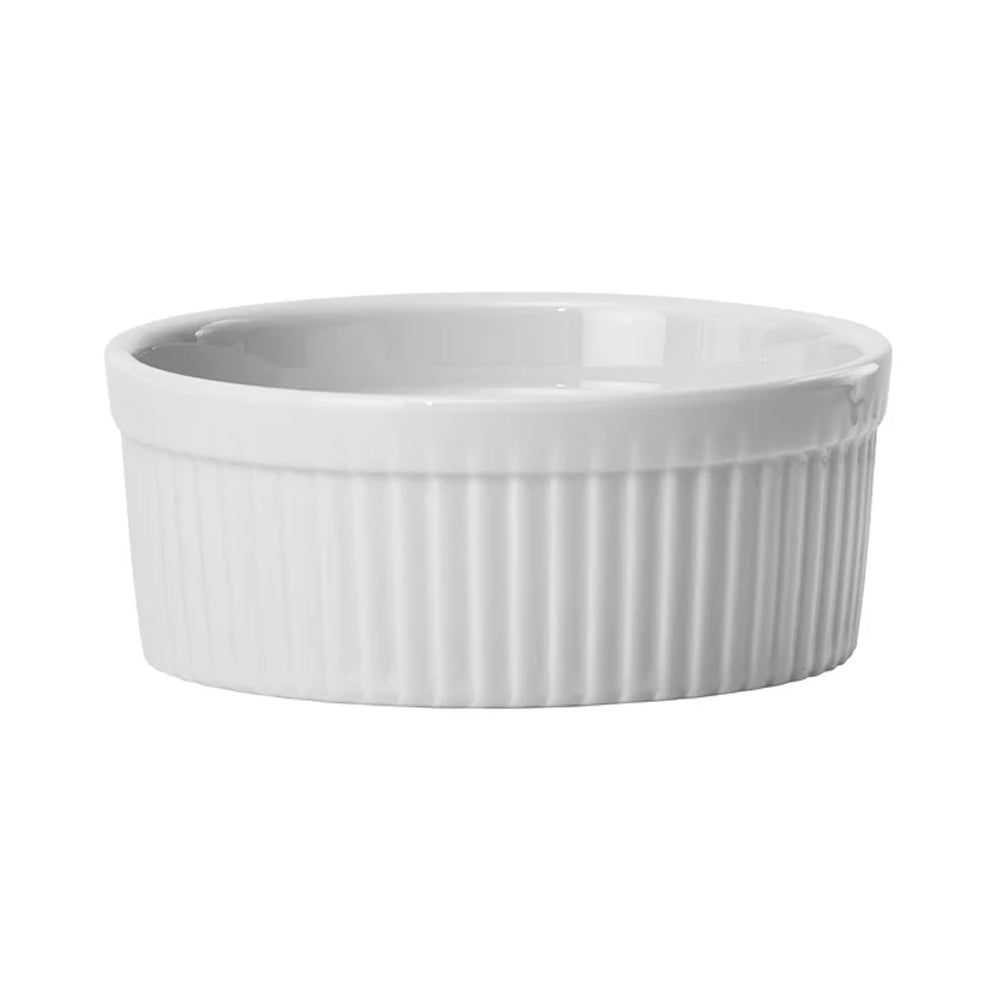 Winco White Porcelain Fluted Ramekin, 8 oz. - Case of 36