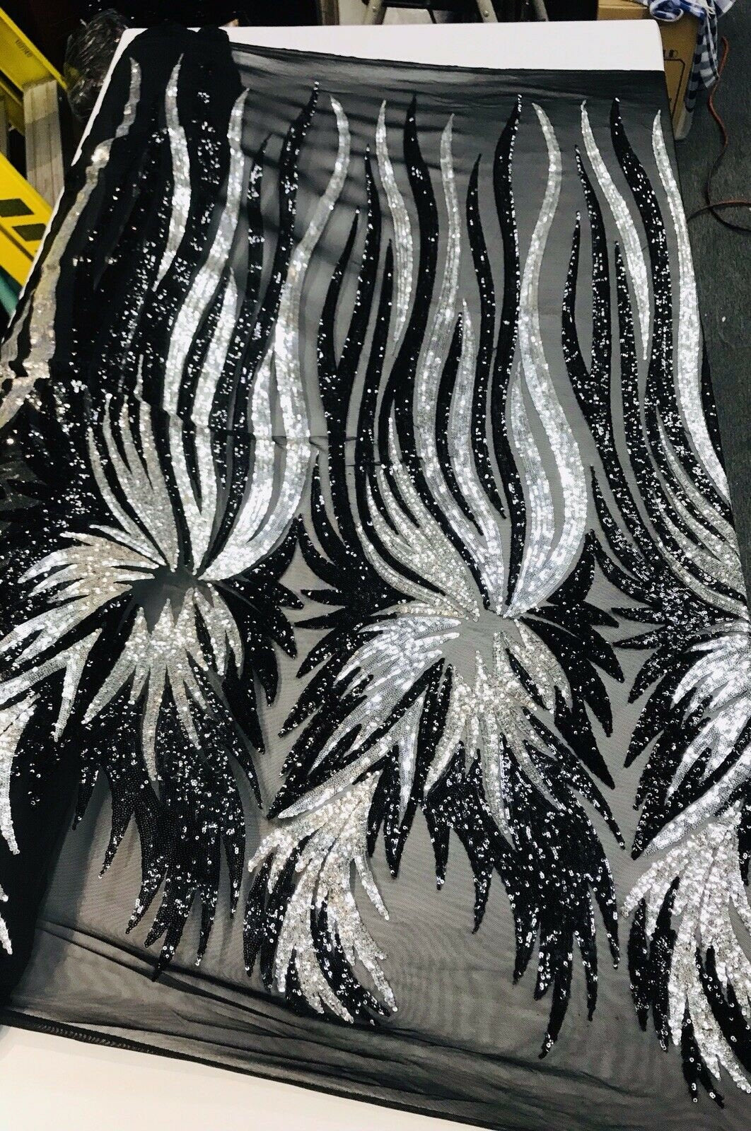 Wing Sequin Polyester Fabric - Angel Wing Sequin Mesh, 54" Width (1 Yard)