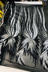 Wing Sequin Polyester Fabric - Angel Wing Sequin Mesh, 54" Width (1 Yard)