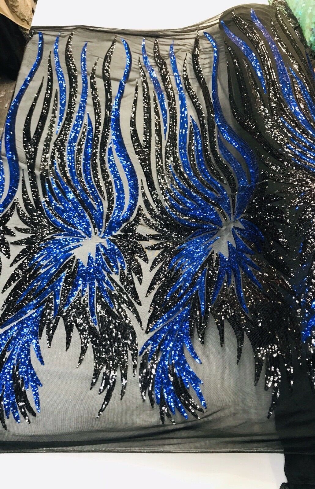 Wing Sequin Polyester Fabric - Angel Wing Sequin Mesh, 54" Width (1 Yard)
