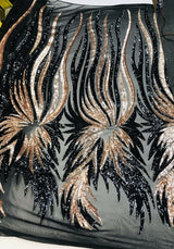 Wing Sequin Polyester Fabric - Angel Wing Sequin Mesh, 54" Width (1 Yard)
