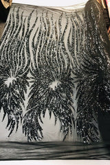 Wing Sequin Polyester Fabric - Angel Wing Sequin Mesh, 54" Width (1 Yard)