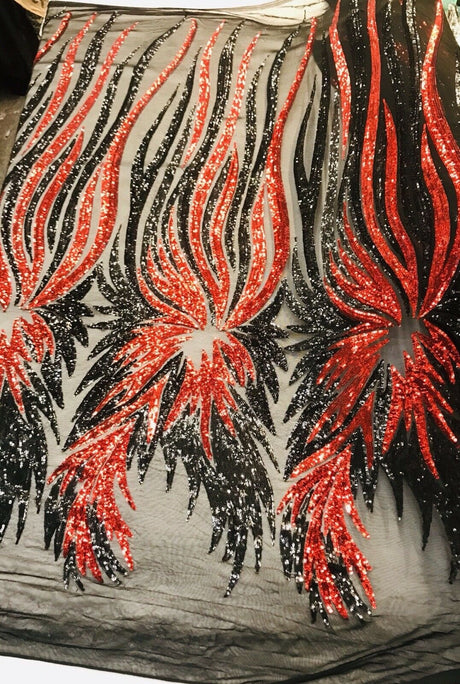Wing Sequin Polyester Fabric - Angel Wing Sequin Mesh, 54" Width (1 Yard)