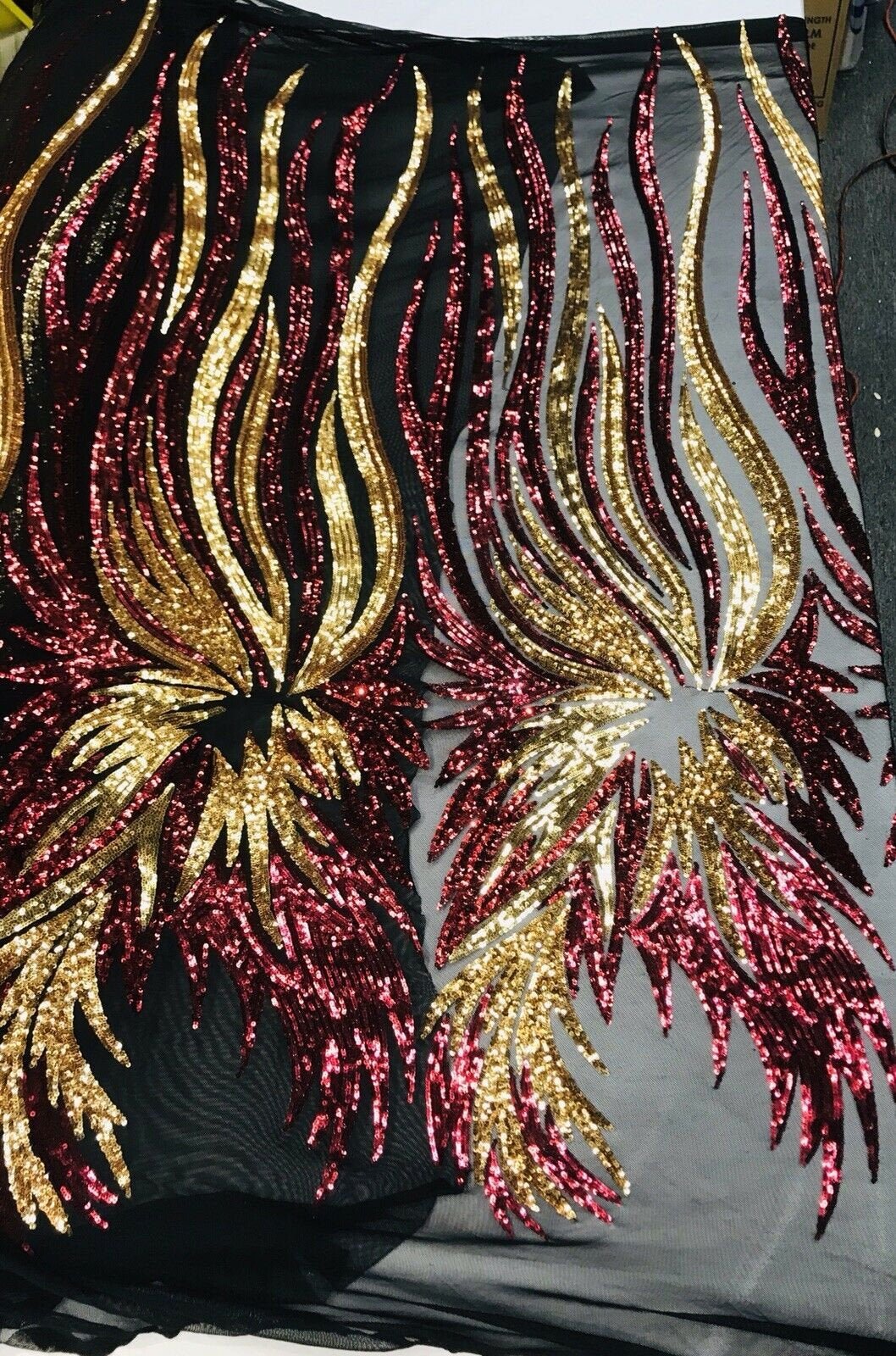 Wing Sequin Polyester Fabric - Angel Wing Sequin Mesh, 54" Width (1 Yard)