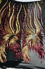 Wing Sequin Polyester Fabric - Angel Wing Sequin Mesh, 54" Width (1 Yard)