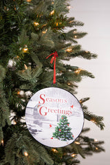 6.6” Metal Holiday Winter Scene Ornament
