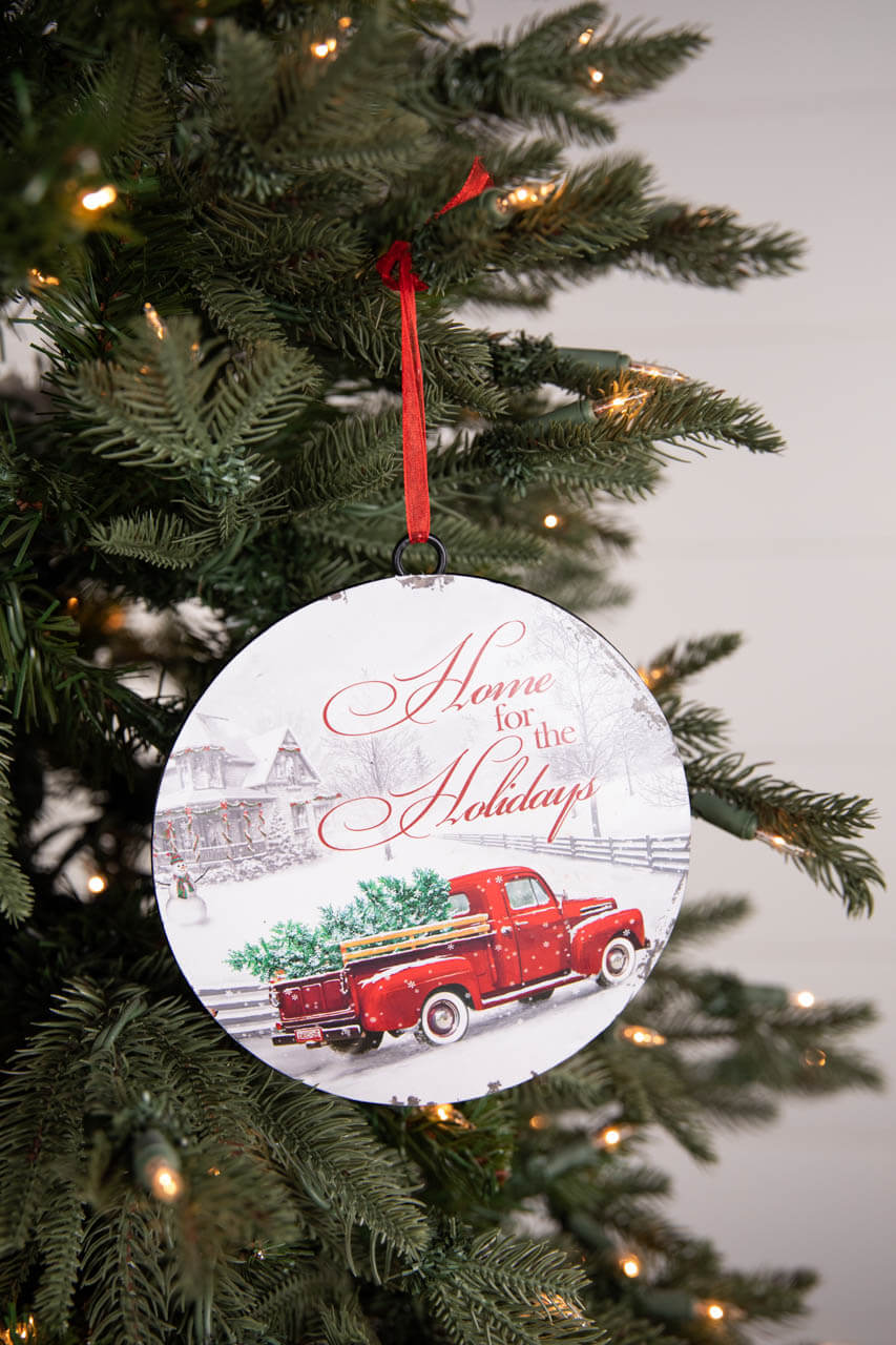 6.6” Metal Holiday Winter Scene Ornament