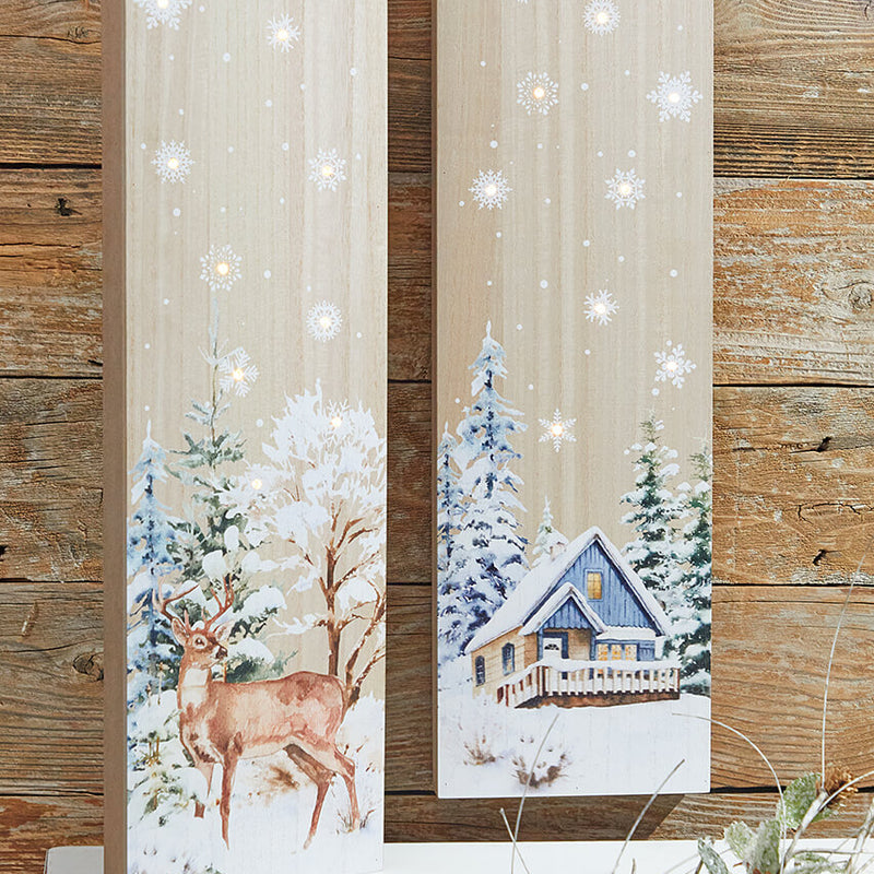 24” Lighted Winter Wood Wall Art