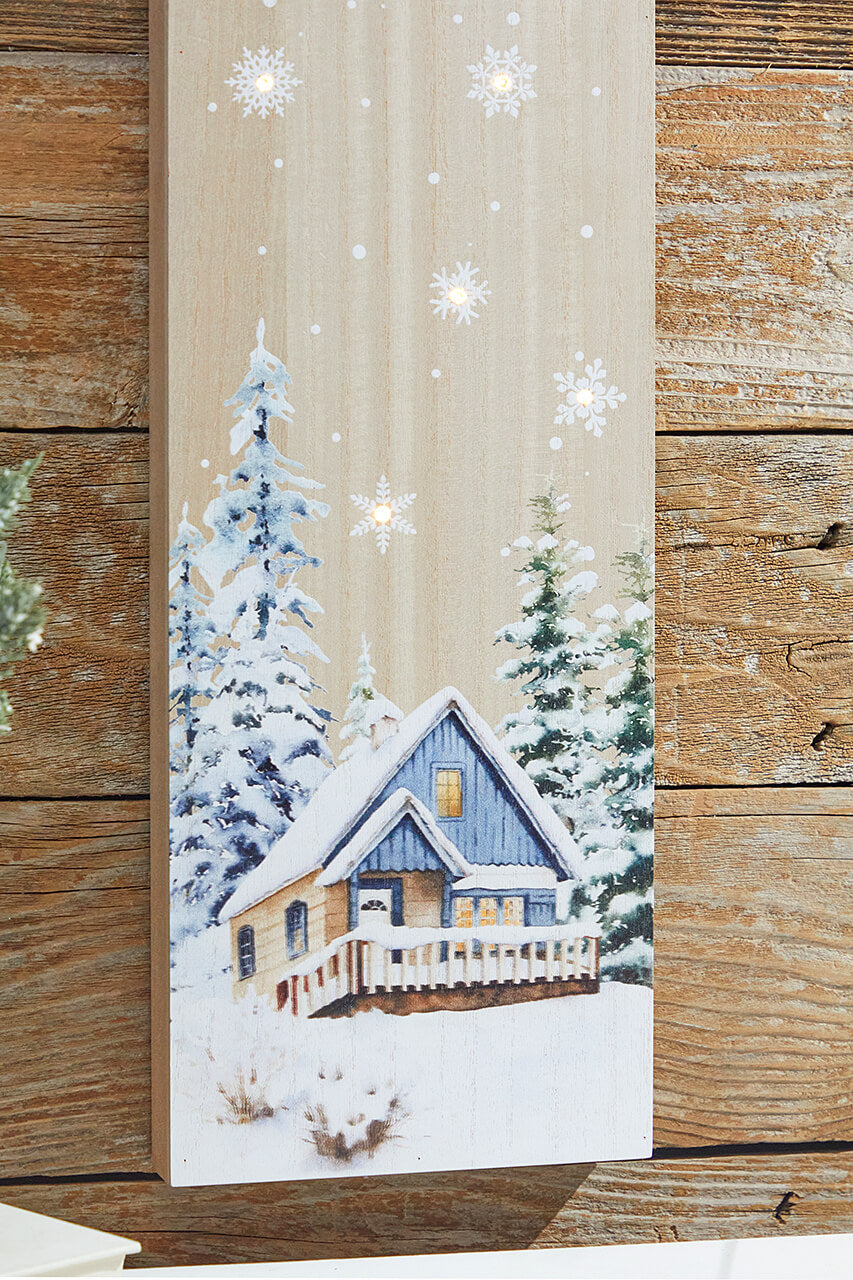 24” Lighted Winter Wood Wall Art