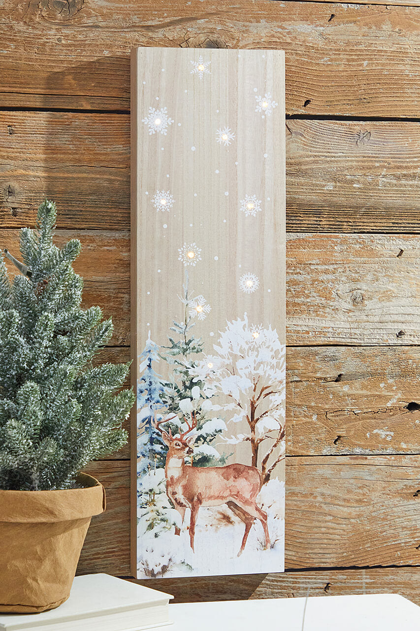 24” Lighted Winter Wood Wall Art