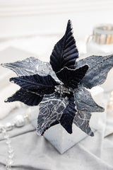 24” x 13" Winters Night Navy Poinsettia Stem