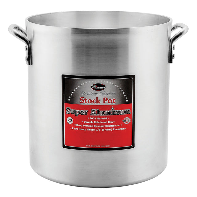 Winware by Winco AXHH-32 32 Qt. Stock Pot, 6mm, Super Aluminum