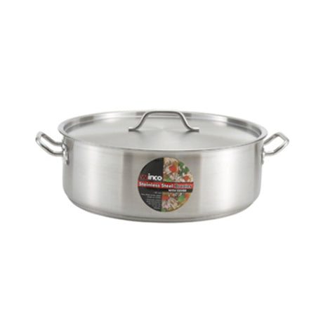 Winco 30 Quart Brazier With Cover, Stainless Steel