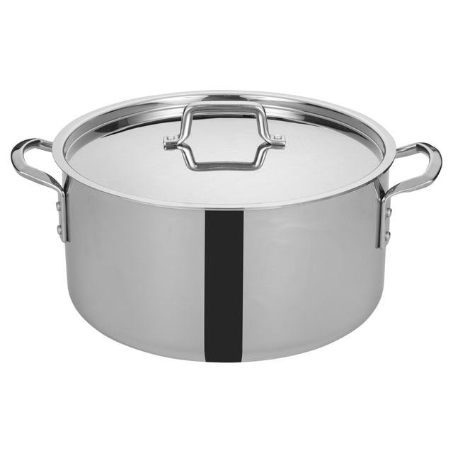 Winware by Winco TGSP-20 Tri-Ply Stock Pot w/Cover, 14"Dia x 9-1/16"H - 20 Quart