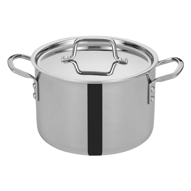 Winware by Winco TGSP-6 Tri-Ply Stock Pot w/Cover, 8-1/2"Dia x 7-2/3"H - 6 Quart