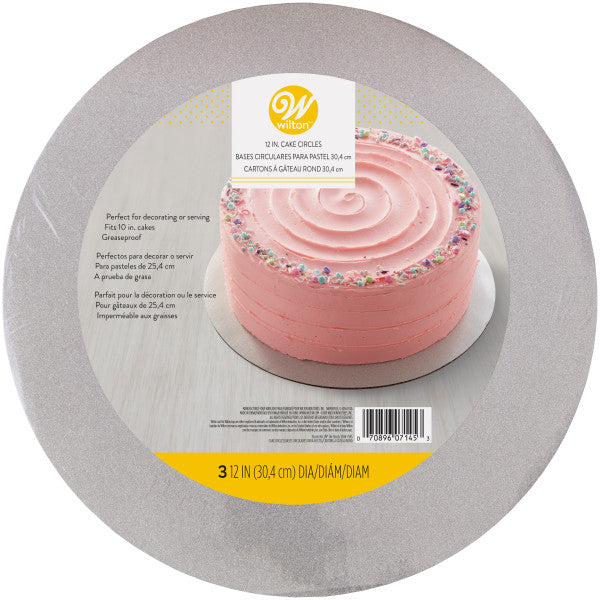 Wilton Silver Glitter Round Cake Boards – 12 Inch, 3 Count