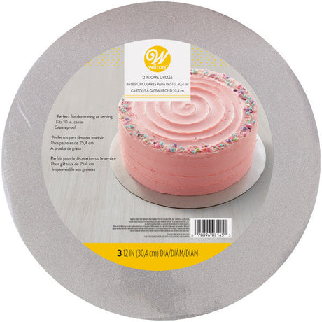 Wilton Silver Glitter Round Cake Boards – 12 Inch, 3 Count