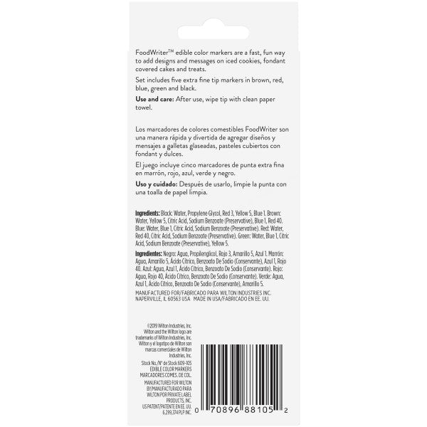 Wilton Extra Fine Tip Edible Food Markers – 5 Piece Set