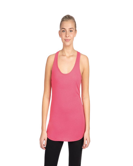Next Level Women Racerback Tank Top Cotton Poly Jersey Fabric - Hot Pink, Lightweight, Racerback, Side Seamed, Curved Hem (1 Piece)