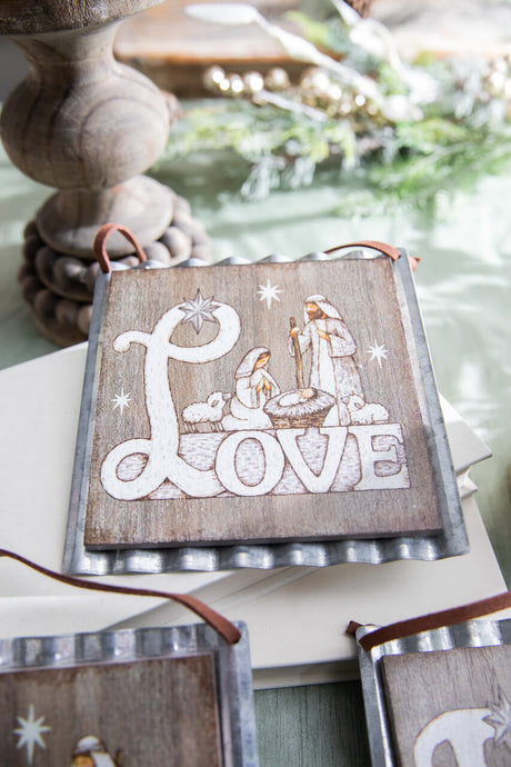 5.5” Wood & Metal Holy Family Ornament
