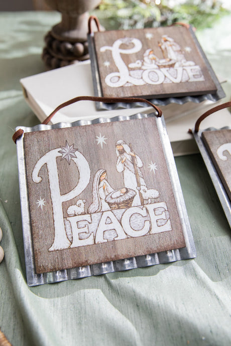 5.5” Wood & Metal Holy Family Ornament