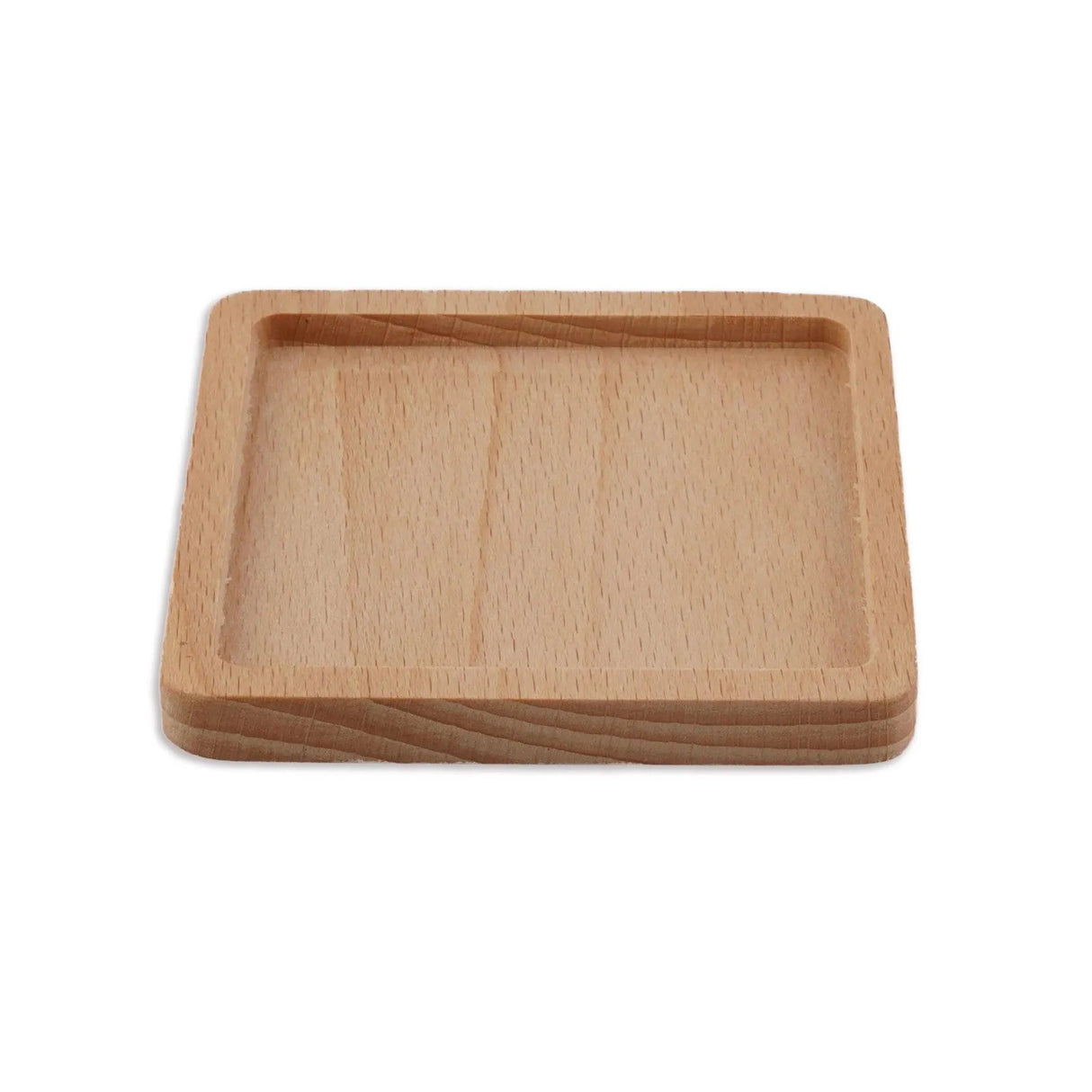 Wood Coaster Square Raised Edge - Brown 4"