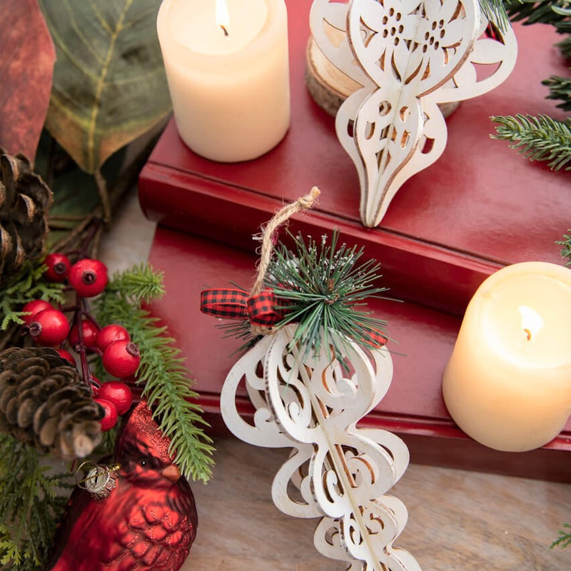 6 Inch Finial Wood Ornament Decorative Christmas Hanging Ornament