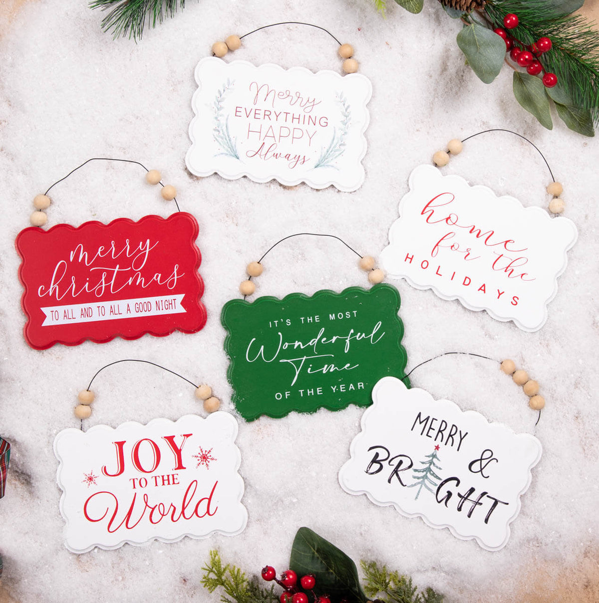 6.6” Wood Holiday Sign Ornament