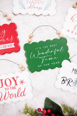 6.6” Wood Holiday Sign Ornament