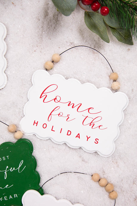 6.6” Wood Holiday Sign Ornament