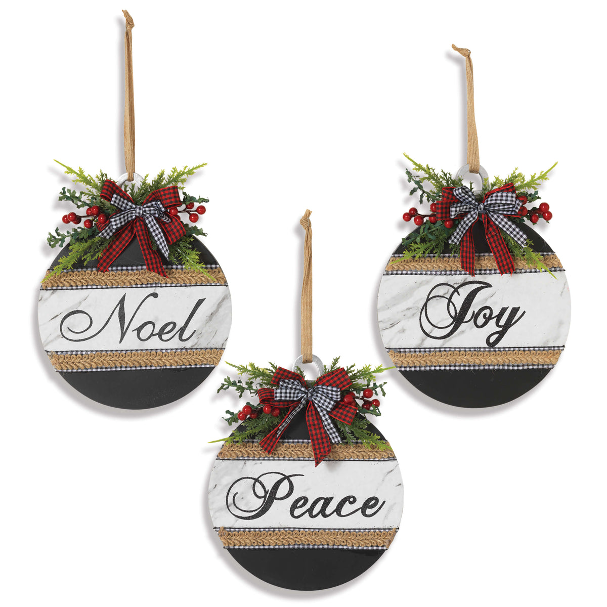 8.5" Wood Holiday Ornament With Bow
