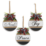 8.5" Wood Holiday Ornament With Bow