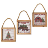 5.5 Inch Wood Holiday Scene Hanging Sign Decorative Christmas Wall & Tree Ornament