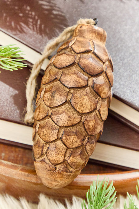 5.75" Pinecone Wood Ornament
