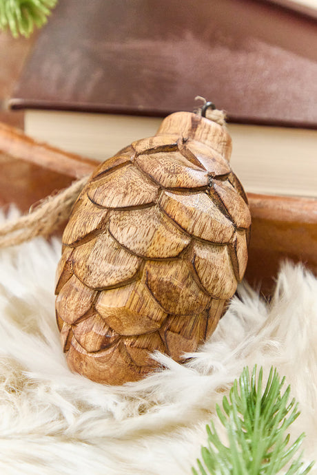 5" Pinecone Wood Ornament
