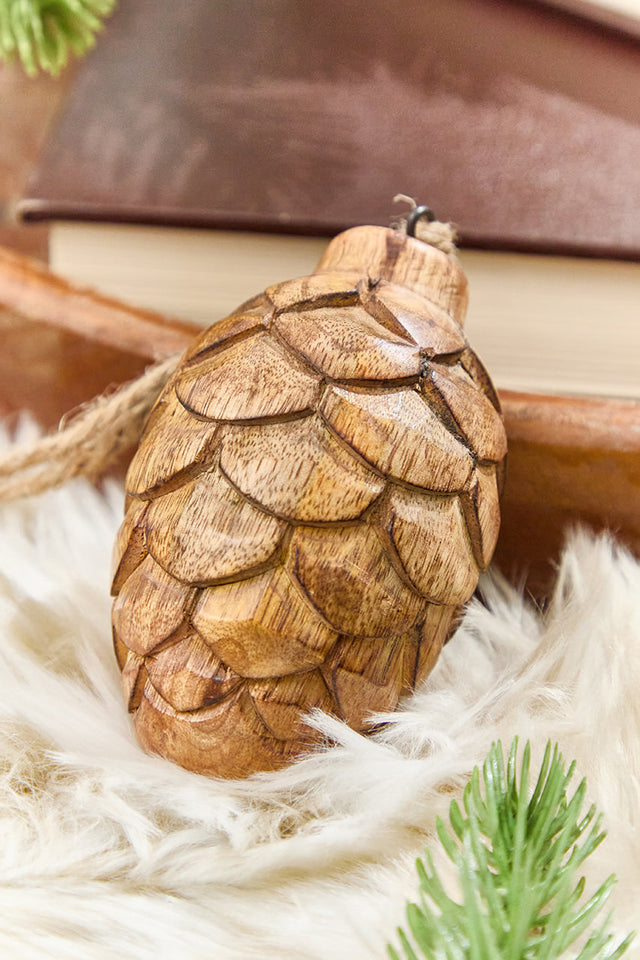 5" Pinecone Wood Ornament