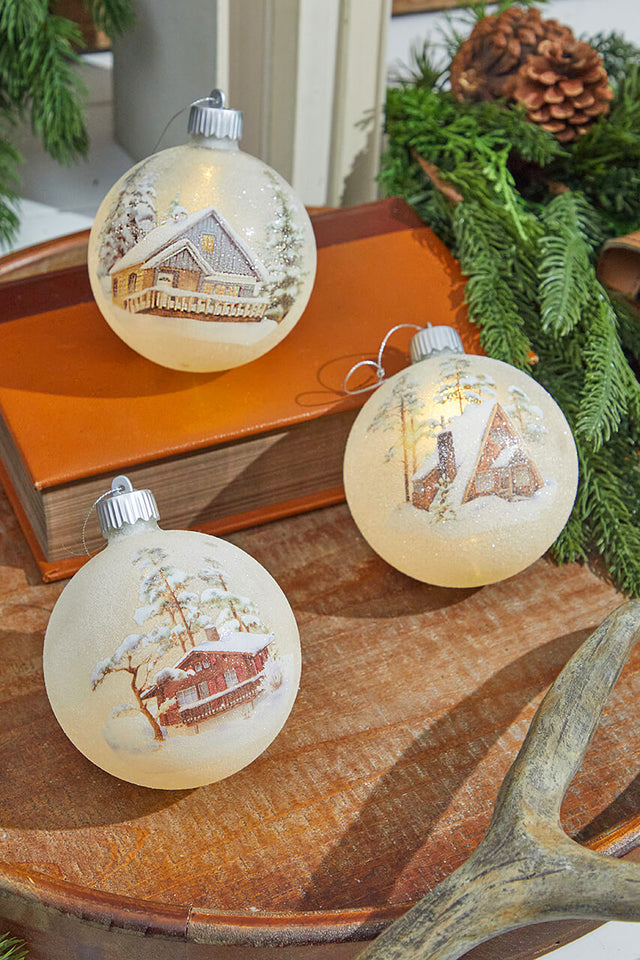 4” LED Glass Cabin Ornament
