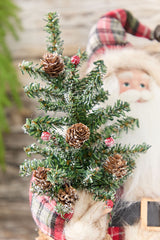 18” Plaid Santa with Tree & Bells Figure