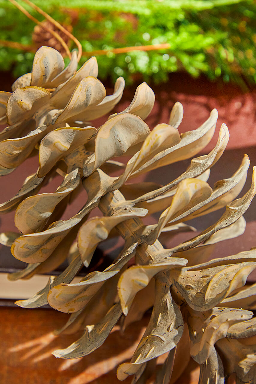 8” Plastic Sequoia Pinecone with Wire Ornament