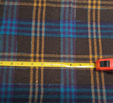 Plaid Wool Acrylic Brown with Turquoise Stripes