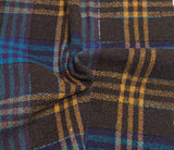 Plaid Wool Acrylic Brown with Turquoise Stripes