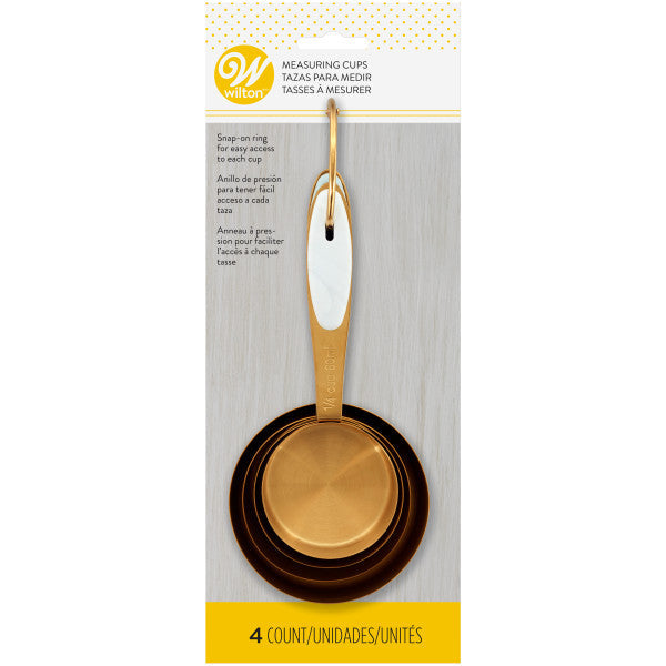 Wilton Navy and Gold Nesting Measuring Cups with Snap-On Ring, 4-Count
