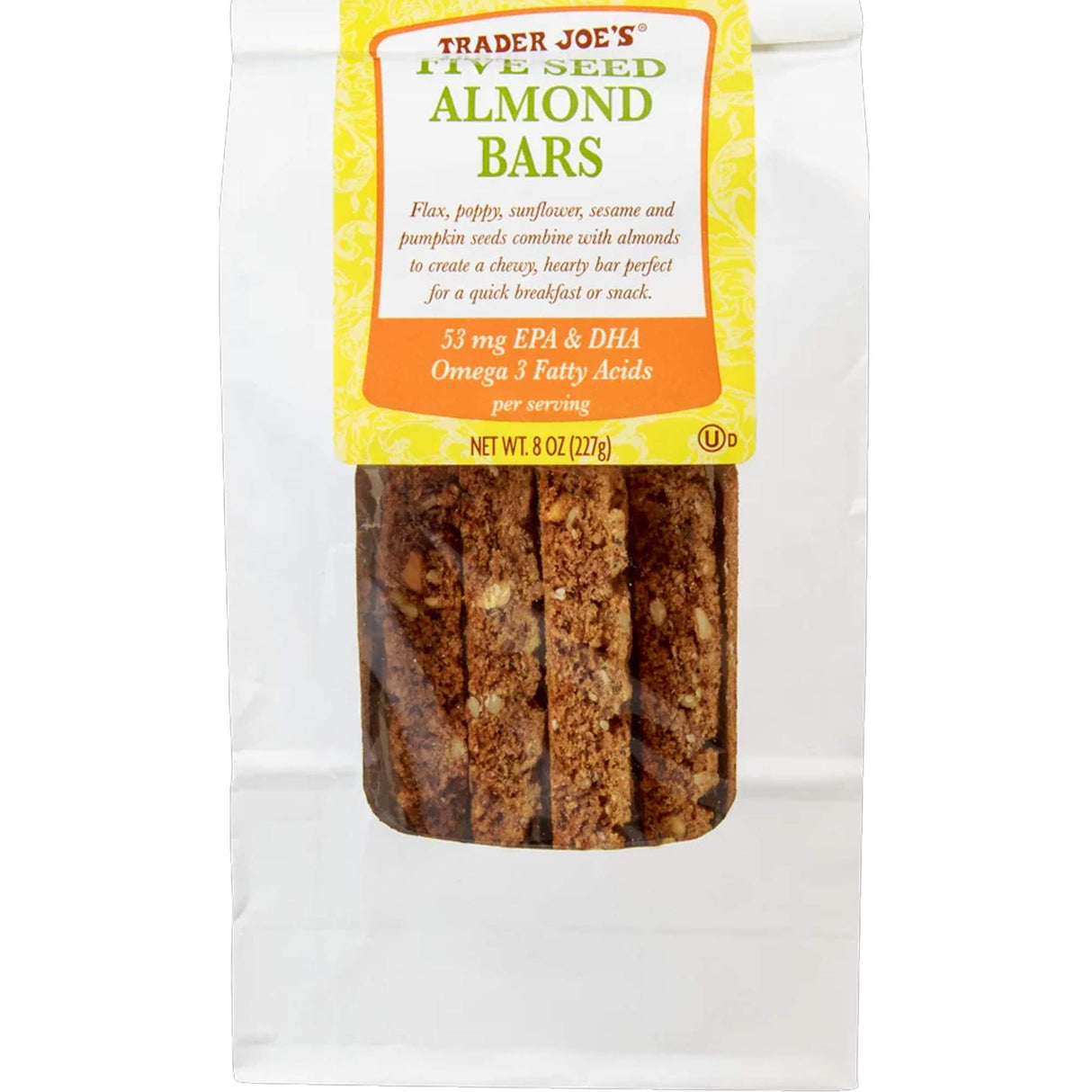 Trader Joe's Five Seed Almond Bars Crunchy & Nutritious 8 Oz