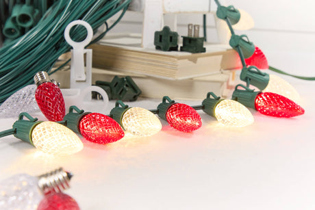 100' Outdoor Christmas Lighting Kit - Warm White/Red