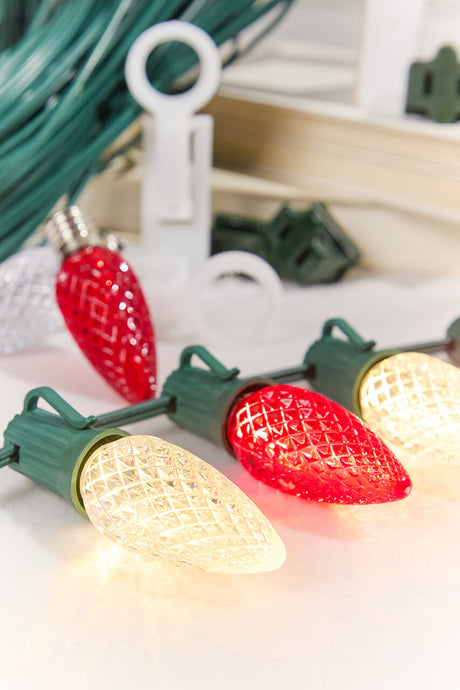 100' Outdoor Christmas Lighting Kit - Warm White/Red