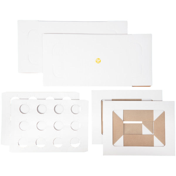 Wilton White Corrugated Cupcake Box with Window, 13 x 10 x 4-Inch, 2-Count