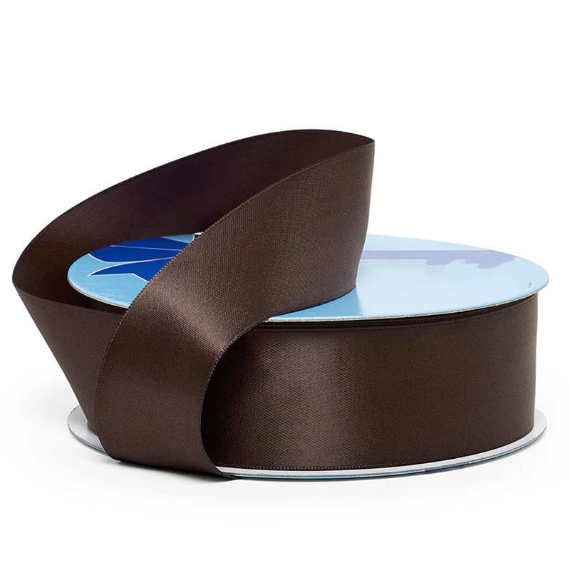 Solid Color Luxury Satin Craft Ribbon 1/8 '' X 100 yd Double Faced 1 / roll Seal Brown