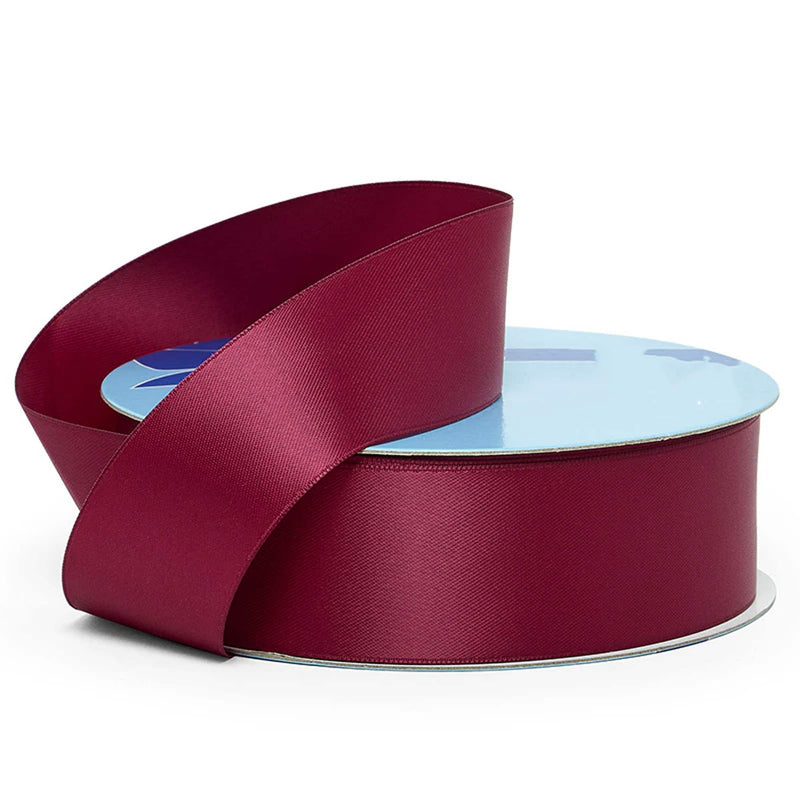 Gloss Satin Fabric Ribbon – Clean Solid Hue 3/8 '' X 100 yd Single Faced 1 / roll Wine